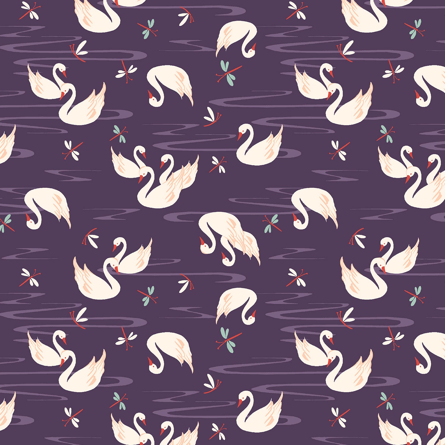 RJR Fabrics Swan Paraiso Swan Lake RJ4201-IP3 Imperial Purple