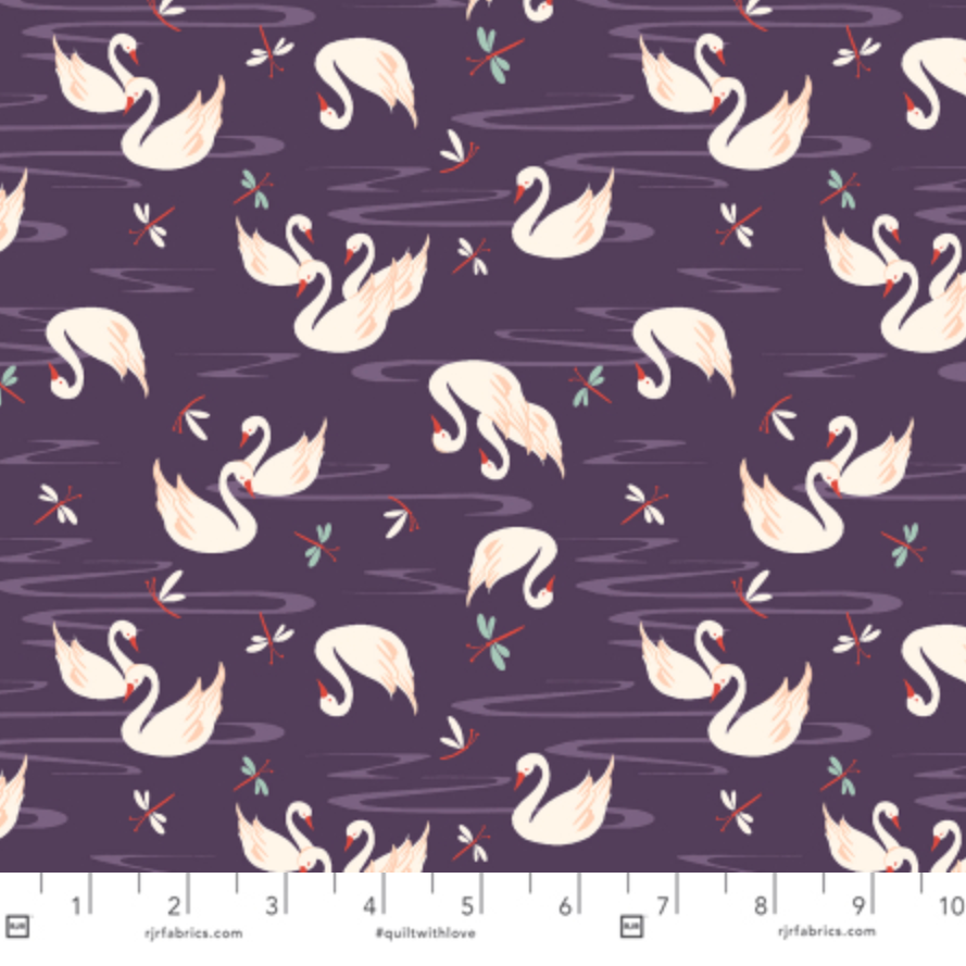 RJR Fabrics Swan Paraiso Swan Lake RJ4201-IP3 Imperial Purple