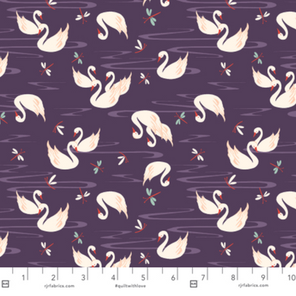 RJR Fabrics Swan Paraiso Swan Lake RJ4201-IP3 Imperial Purple