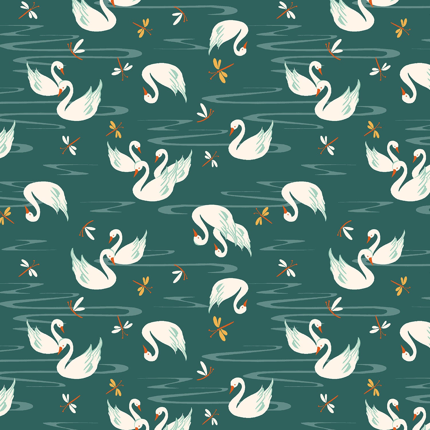 RJR Fabrics Swan Paraiso Swan Lake RJ4201-SG2 Sea Green