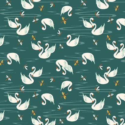 RJR Fabrics Swan Paraiso Swan Lake RJ4201-SG2 Sea Green