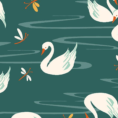 RJR Fabrics Swan Paraiso Swan Lake RJ4201-SG2 Sea Green