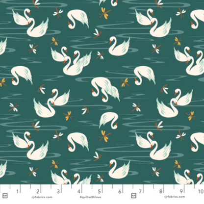 RJR Fabrics Swan Paraiso Swan Lake RJ4201-SG2 Sea Green