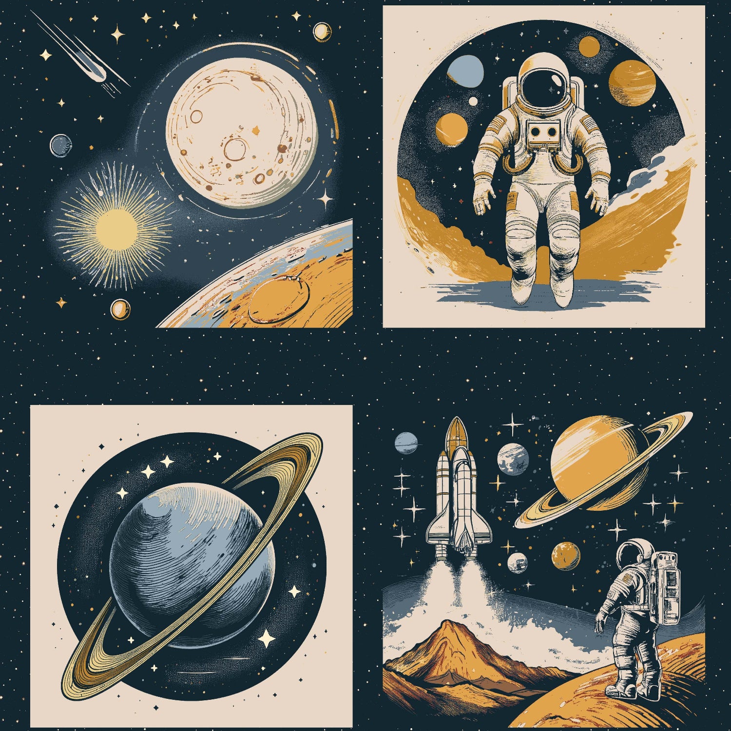 RJR Studio RJR Fabrics Beyond the Horizon Beyond Panel RJ6230-YO3 Yellow Ochre