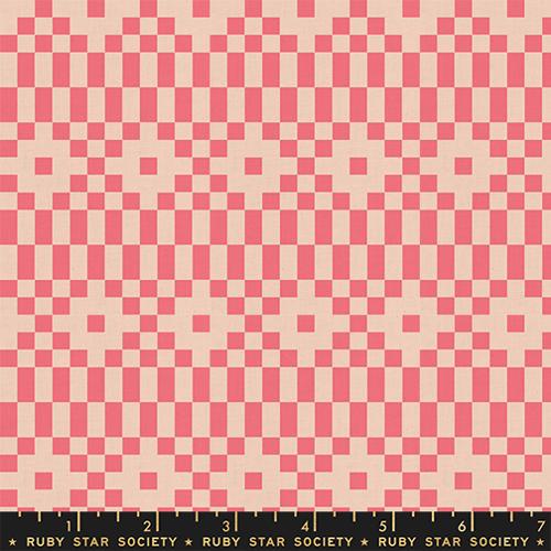 Rashida Coleman Hale Ruby Star Society Moda Fabrics Lofi Linens Bitmapped RS1136 17CL Neon Coral