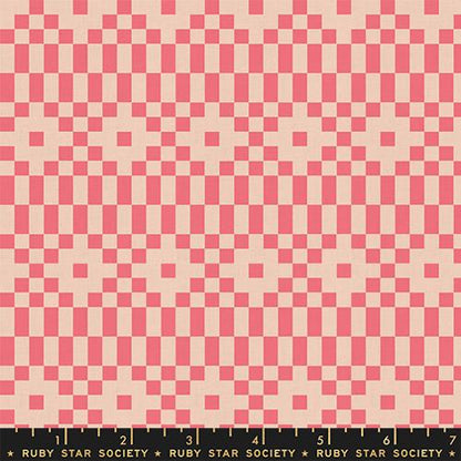 Rashida Coleman Hale Ruby Star Society Moda Fabrics Lofi Linens Bitmapped RS1136 17CL Neon Coral