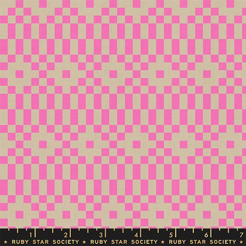 Rashida Coleman Hale Ruby Star Society Moda Fabrics Lofi Linens Bitmapped RS1136 25CL Neon Pink