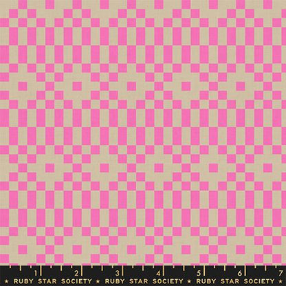 Rashida Coleman Hale Ruby Star Society Moda Fabrics Lofi Linens Bitmapped RS1136 25CL Neon Pink