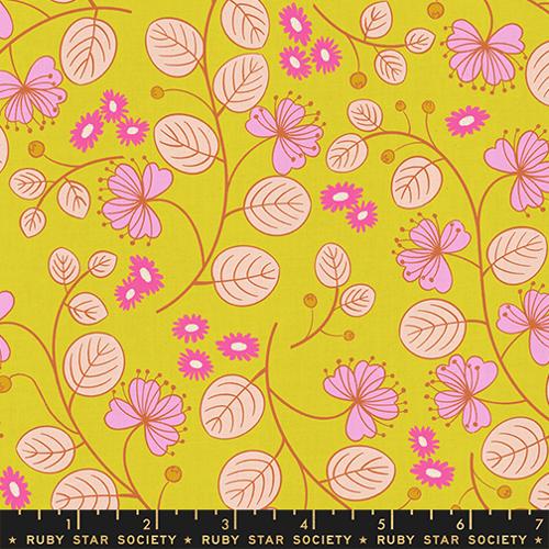 Rashida Coleman Hale Ruby Star Society Moda Fabrics Lofi Linens Caper Floral RS1133 15CL Citron