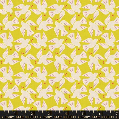 Rashida Coleman Hale Ruby Star Society Moda Fabrics Lofi Linens Flock Yeah RS1131 19CL Citron