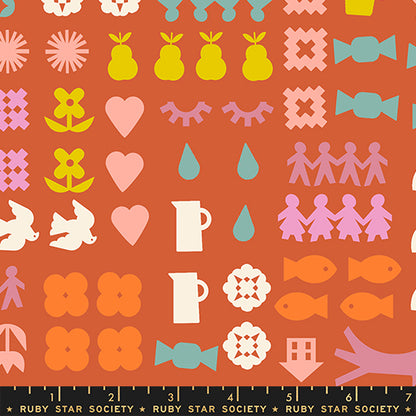 Rashida Coleman Hale Ruby Star Society Moda Fabrics Paper Cuts 2 Together RS1107 14 Persimmon