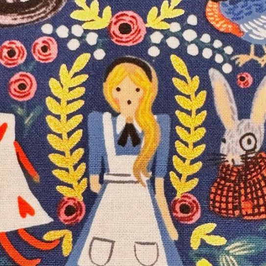 Rifle Paper Co. RJR Fabrics Alice in Wonderland Navy Metallic AB8013-001