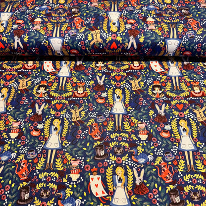 Rifle Paper Co. RJR Fabrics Alice in Wonderland Navy Metallic AB8013-001