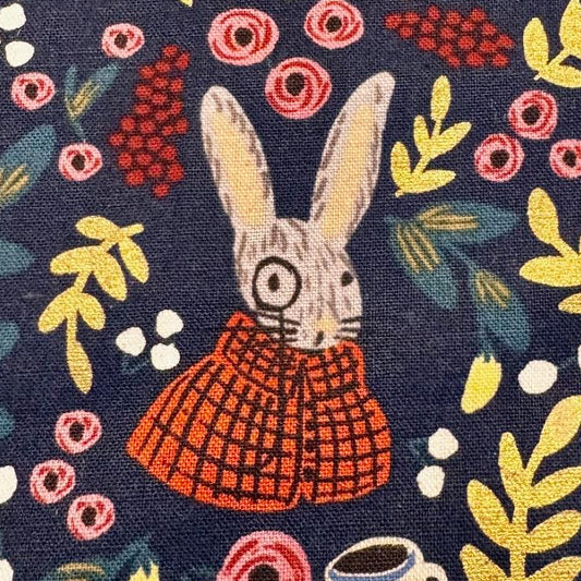 Rifle Paper Co. RJR Fabrics Alice in Wonderland Navy Metallic Canvas AB8025-12