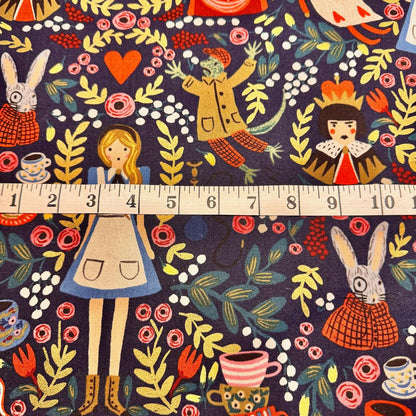 Rifle Paper Co. RJR Fabrics Alice in Wonderland Navy Metallic Canvas AB8025-12