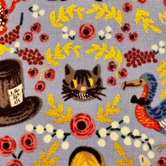 Rifle Paper Co. RJR Fabrics Alice in Wonderland Periwinkle Metallic AB8013-002