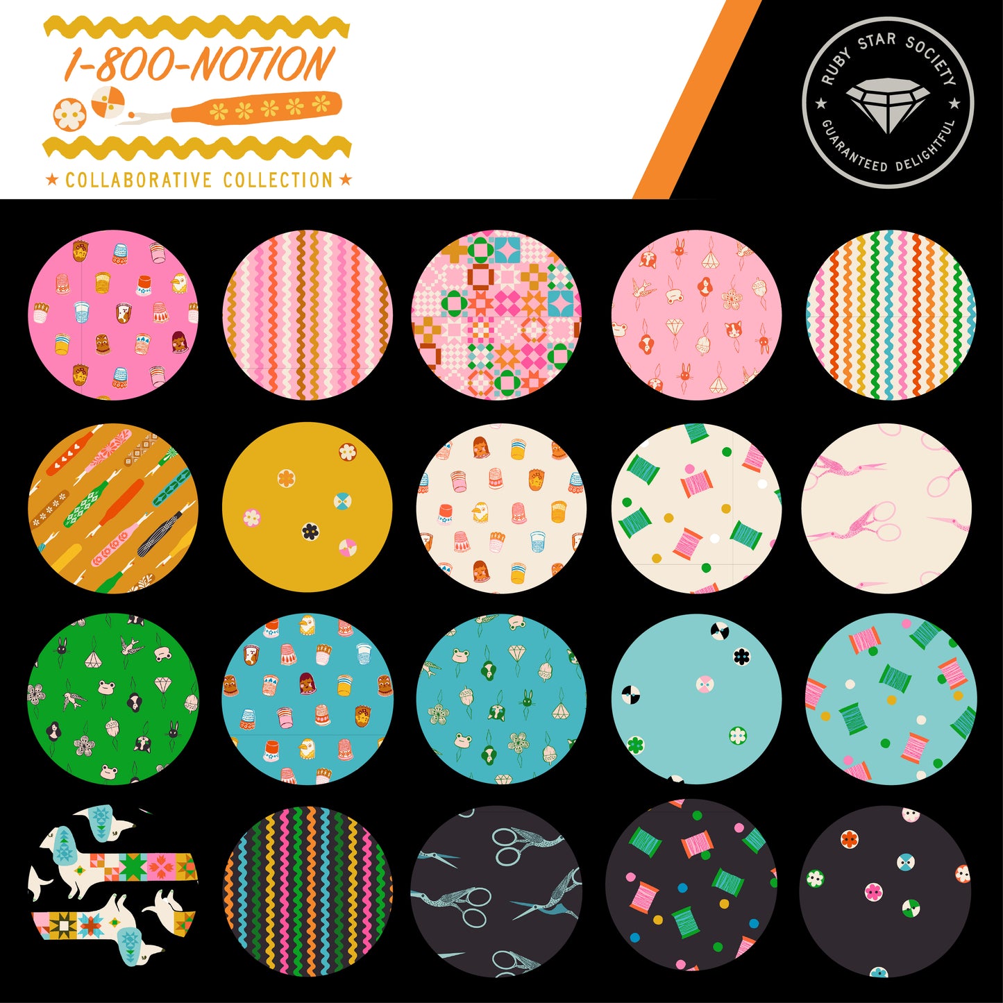 Ruby Star Society Moda Fabrics 1-800-Notion Jelly Roll RS5207JR