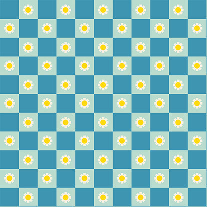 Ruby Star Society Moda Fabrics Animal Animal Flower Check Vintage Blue RS516915