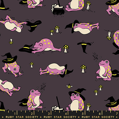 Ruby Star Society Moda Fabrics Freaky Familiars Frogmiliars RS5192 15 Eggplant