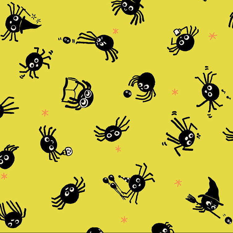 Ruby Star Society Moda Fabrics Freaky Familiars Spider Sense RS5191 12 Citron