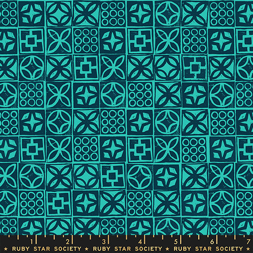 Ruby Star Society Moda Fabrics Poolside Too Architectural Blocks RS5201 16 Peacock