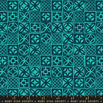 Ruby Star Society Moda Fabrics Poolside Too Architectural Blocks RS5201 16 Peacock