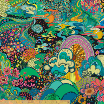 Sally Kelly Windham Fabrics Paradiso Xanadu 52647D-1 Midnight