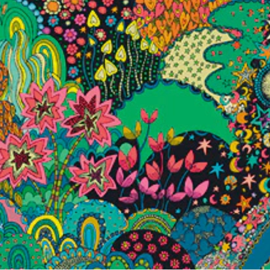 Sally Kelly Windham Fabrics Paradiso Xanadu 52647D-1 Midnight