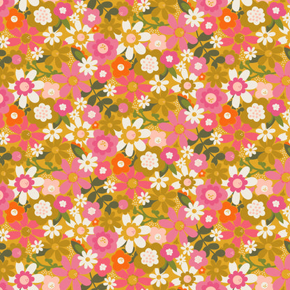 Sarah Hearts FIGO Fabrics Joyful June 91110-55Floral-Ochre