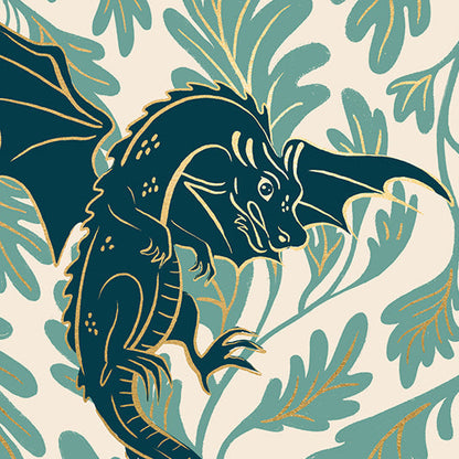 Sarah Watts Moda Fabrics Ruby Star Society Fireglow Dragon Lair RS2132 13M Metallic Watercress