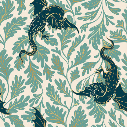 Sarah Watts Moda Fabrics Ruby Star Society Fireglow Dragon Lair RS2132 13M Metallic Watercress