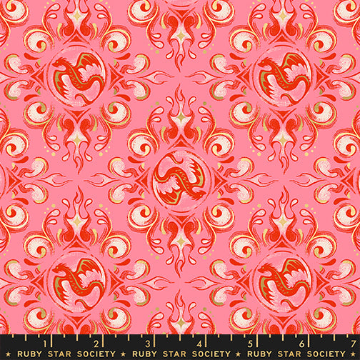 Sarah Watts Moda Fabrics Ruby Star Society Fireglow Emblem RS2136 12M Metallic Dark Ruby