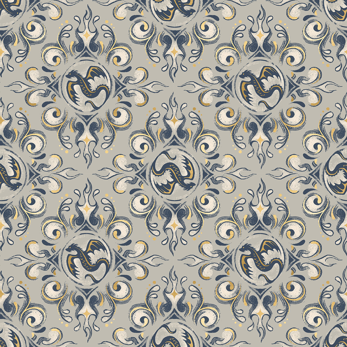 Sarah Watts Moda Fabrics Ruby Star Society Fireglow Emblem RS2136 13M Metallic Oyster