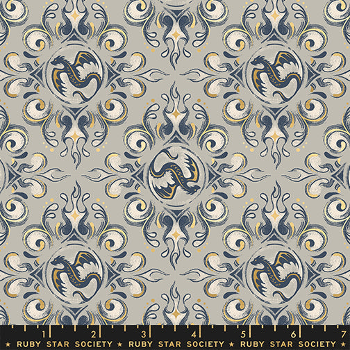Sarah Watts Moda Fabrics Ruby Star Society Fireglow Emblem RS2136 13M Metallic Oyster