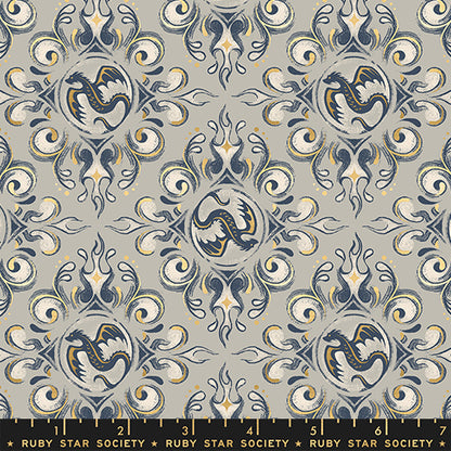 Sarah Watts Moda Fabrics Ruby Star Society Fireglow Emblem RS2136 13M Metallic Oyster