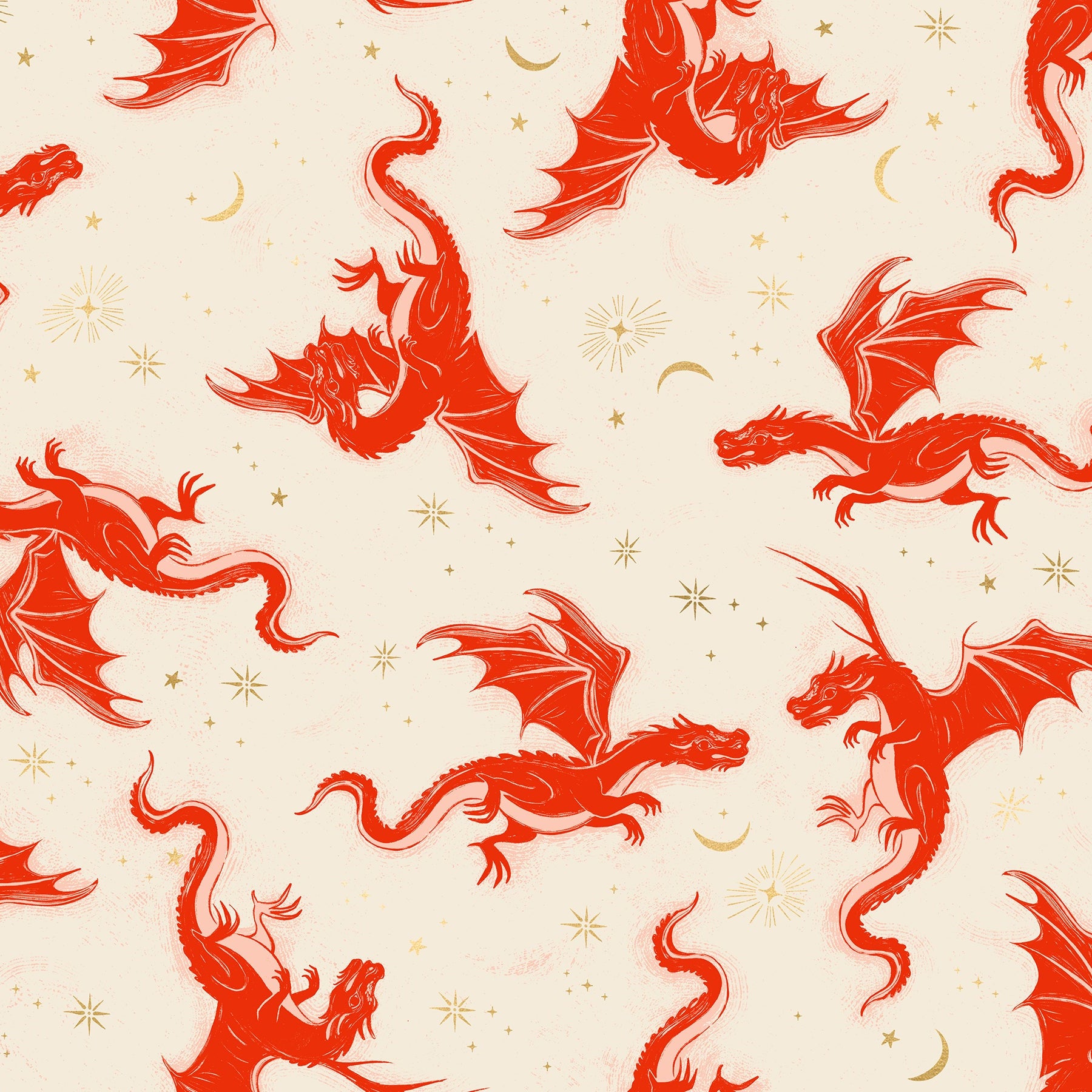 Sarah Watts Moda Fabrics Ruby Star Society Fireglow Etched Dragons RS2131 11M Metallic Dark Ruby
