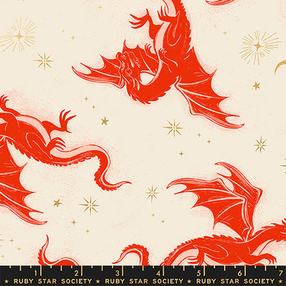Sarah Watts Moda Fabrics Ruby Star Society Fireglow Etched Dragons RS2131 11M Metallic Dark Ruby
