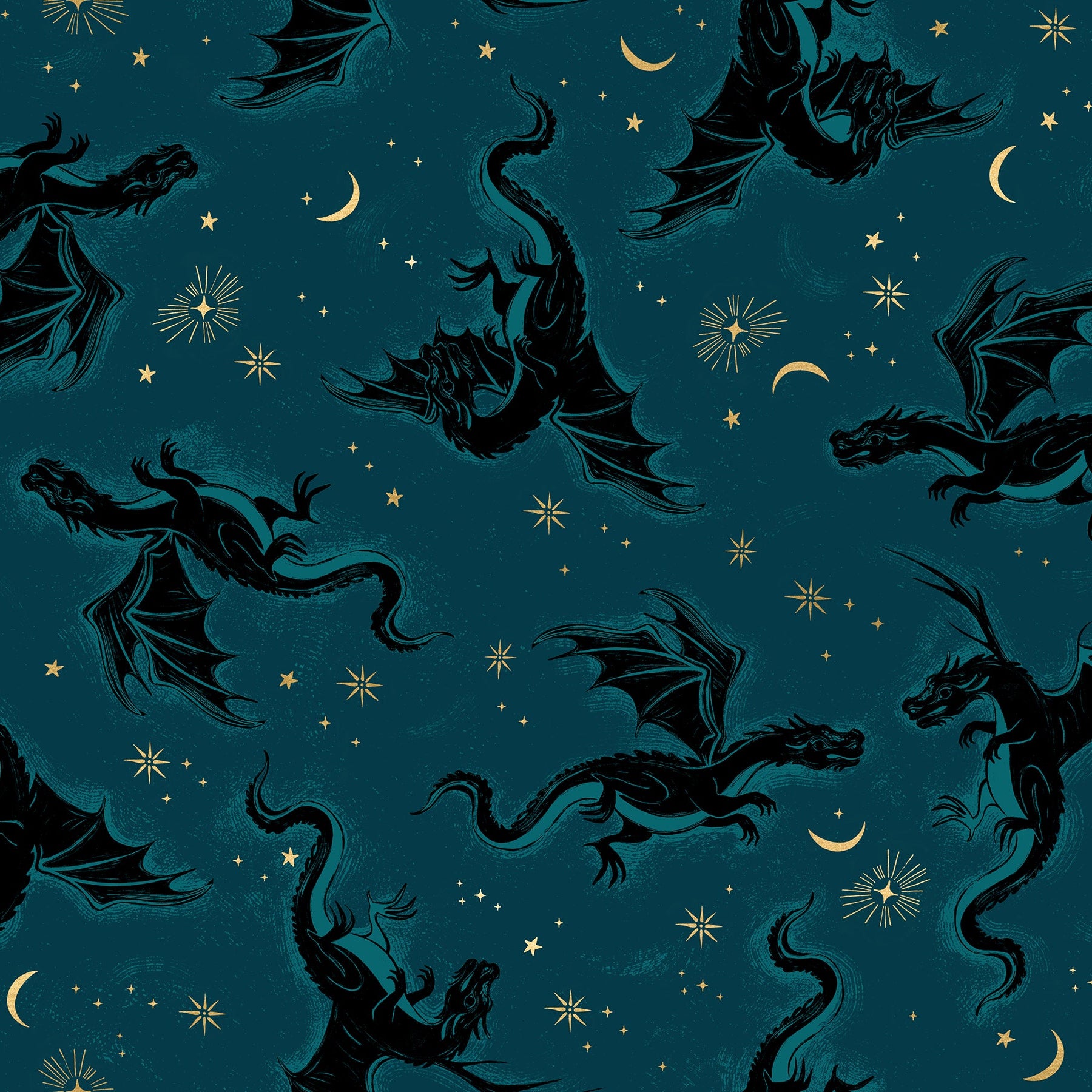 Sarah Watts Moda Fabrics Ruby Star Society Fireglow Etched Dragons RS2131 14M Metallic Galaxy
