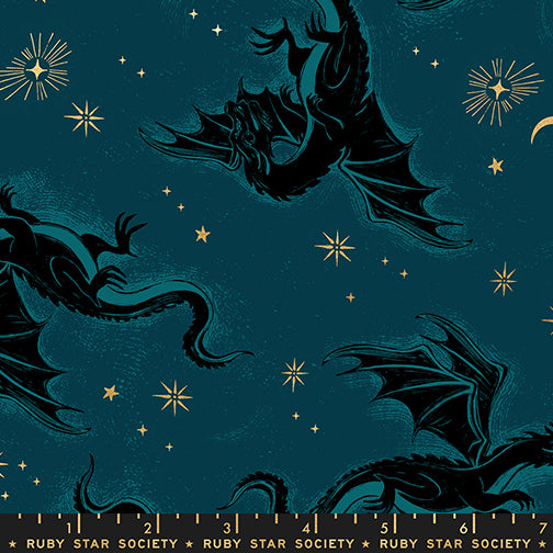 Sarah Watts Moda Fabrics Ruby Star Society Fireglow Etched Dragons RS2131 14M Metallic Galaxy