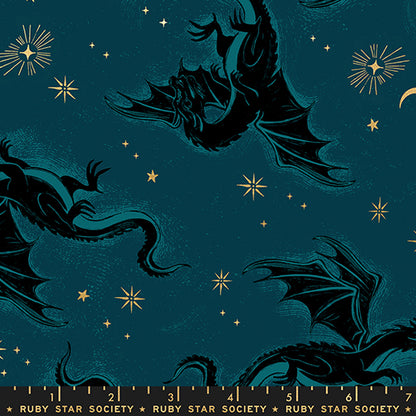 Sarah Watts Moda Fabrics Ruby Star Society Fireglow Etched Dragons RS2131 14M Metallic Galaxy