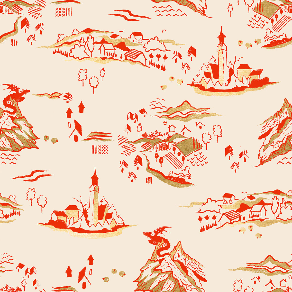 Sarah Watts Moda Fabrics Ruby Star Society Fireglow Mountain Town RS2133 11M Metallic Dark Ruby