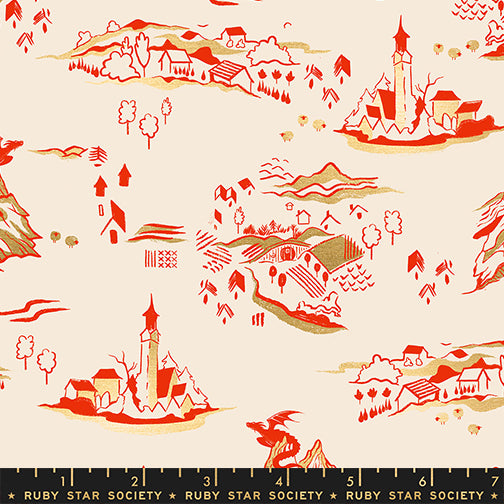 Sarah Watts Moda Fabrics Ruby Star Society Fireglow Mountain Town RS2133 11M Metallic Dark Ruby