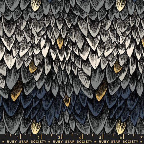 Sarah Watts Moda Fabrics Ruby Star Society Fireglow Scales RS2134 14M Metallic Smoke