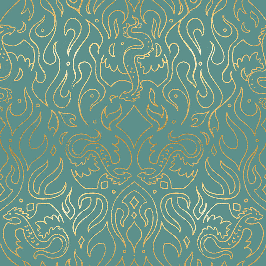 Sarah Watts Moda Fabrics Ruby Star Society Fireglow Scribe RS2137 13M Metallic Watercress