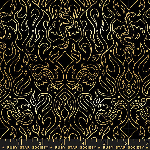 Sarah Watts Moda Fabrics Ruby Star Society Fireglow Scribe RS2137 15M Metallic Black