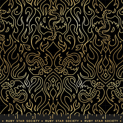 Sarah Watts Moda Fabrics Ruby Star Society Fireglow Scribe RS2137 15M Metallic Black