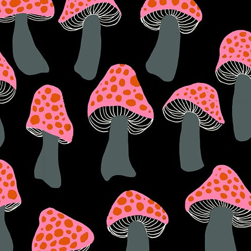 Sarah Watts Ruby Star Society Moda Fabrics Firefly Mushrooms Black RS2072-15