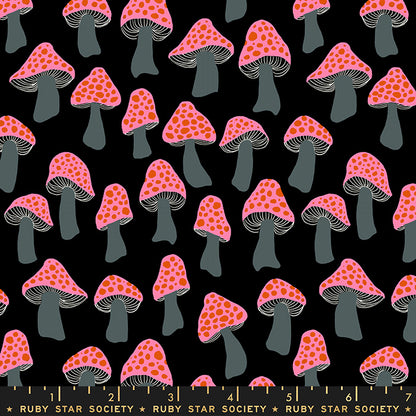 Sarah Watts Ruby Star Society Moda Fabrics Firefly Mushrooms Black RS2072-15