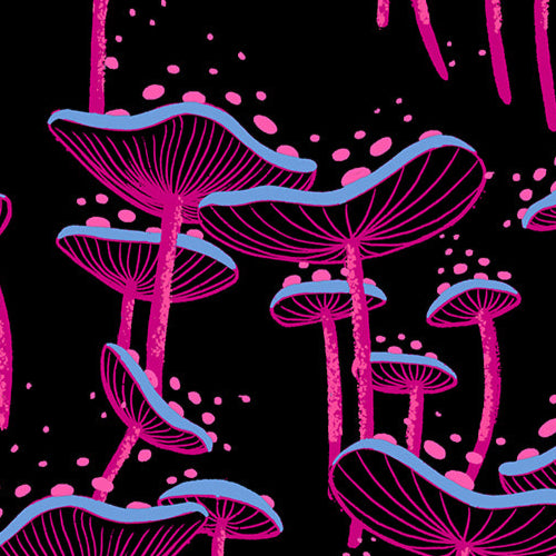 Sarah Watts Ruby Star Society Moda Fabrics Glow Garden Fungi Black RS2115 17