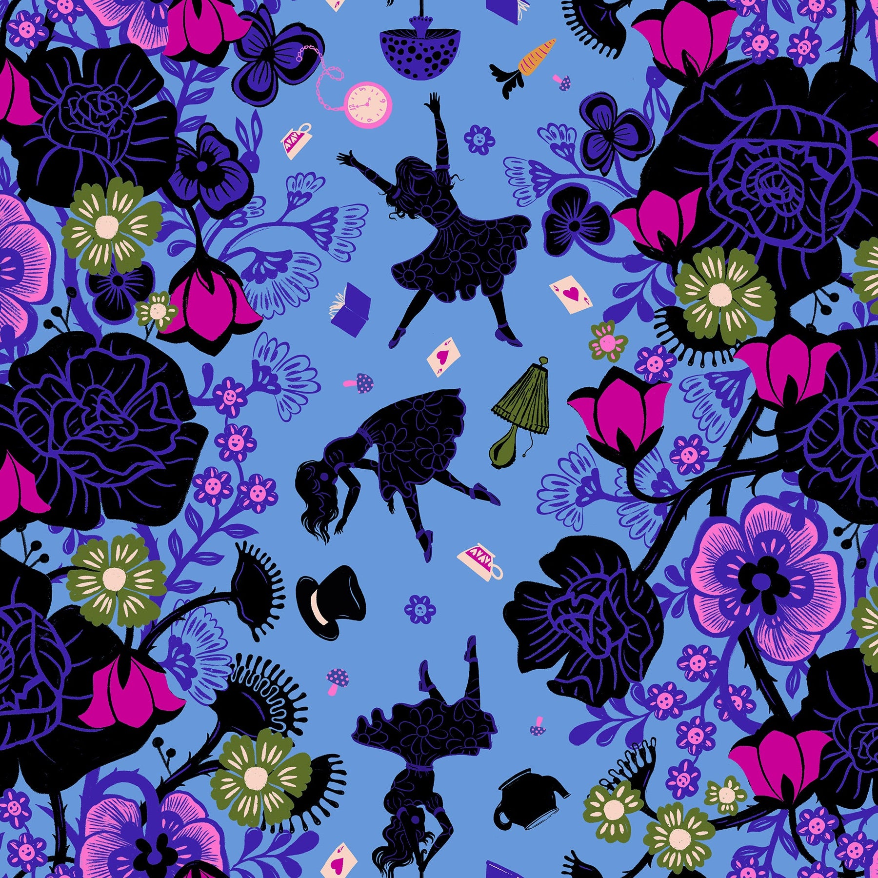 Sarah Watts Ruby Star Society Moda Fabrics Hello Alice Rabbit Hole RS2121 14 Lindley Blue